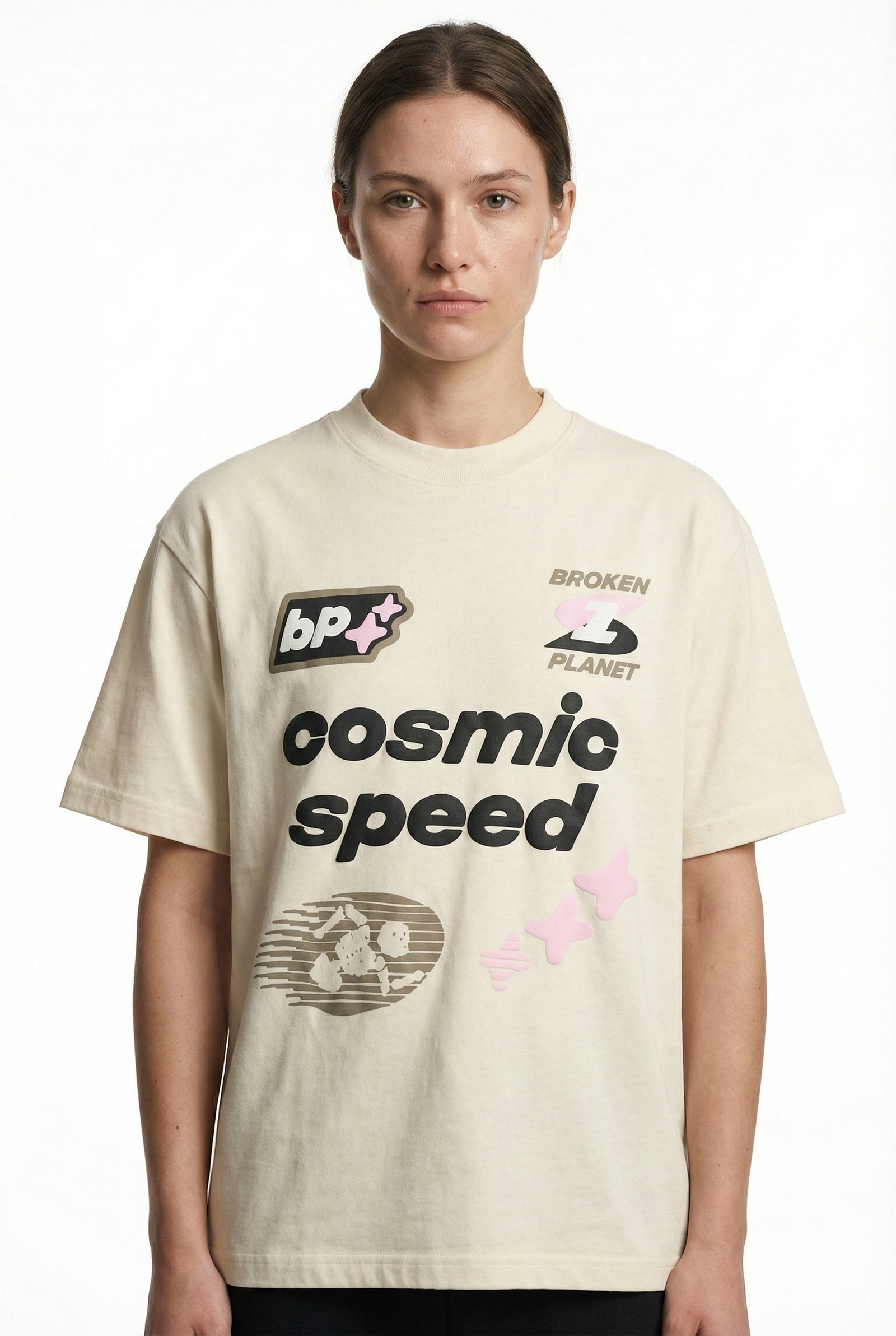 Broken Planet “Cosmic Speed” Bone White Tshirt