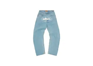 Corteiz Alcatraz Baggy Jeans Washed Blue