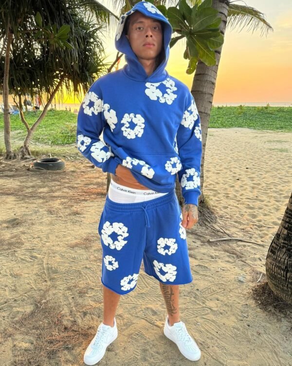 Denim Tears printed "Cotton Wreath" Blue hoodie - Image 2