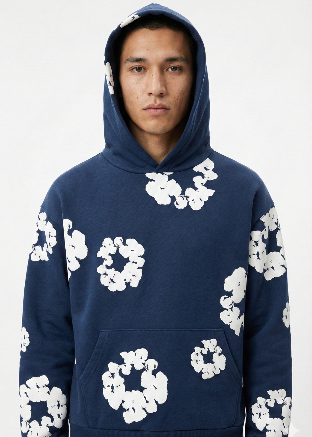 Denim Tears printed "Cotton Wreath" Navy Blue hoodie