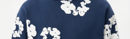 Denim Tears printed "Cotton Wreath" Navy Blue hoodie