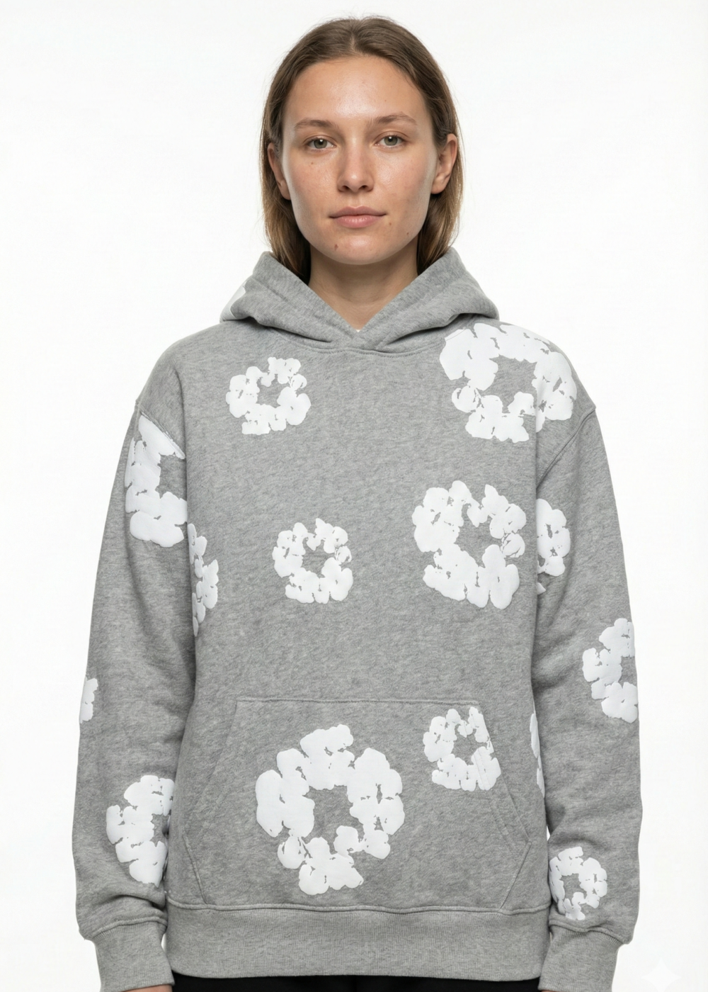 Denim Tears printed "Cotton Wreath" Grey hoodie