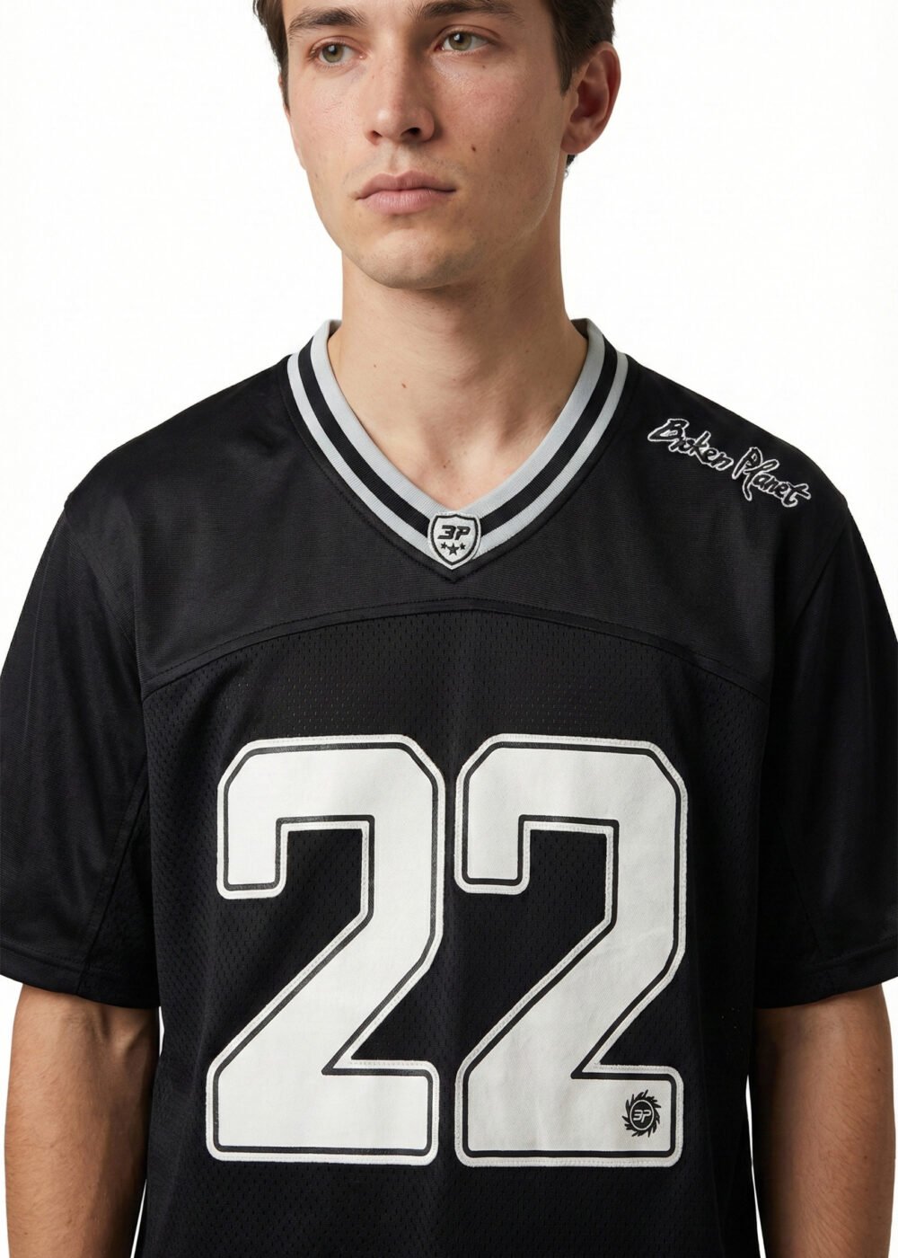 Broken Planet Black Silver Football Jersey