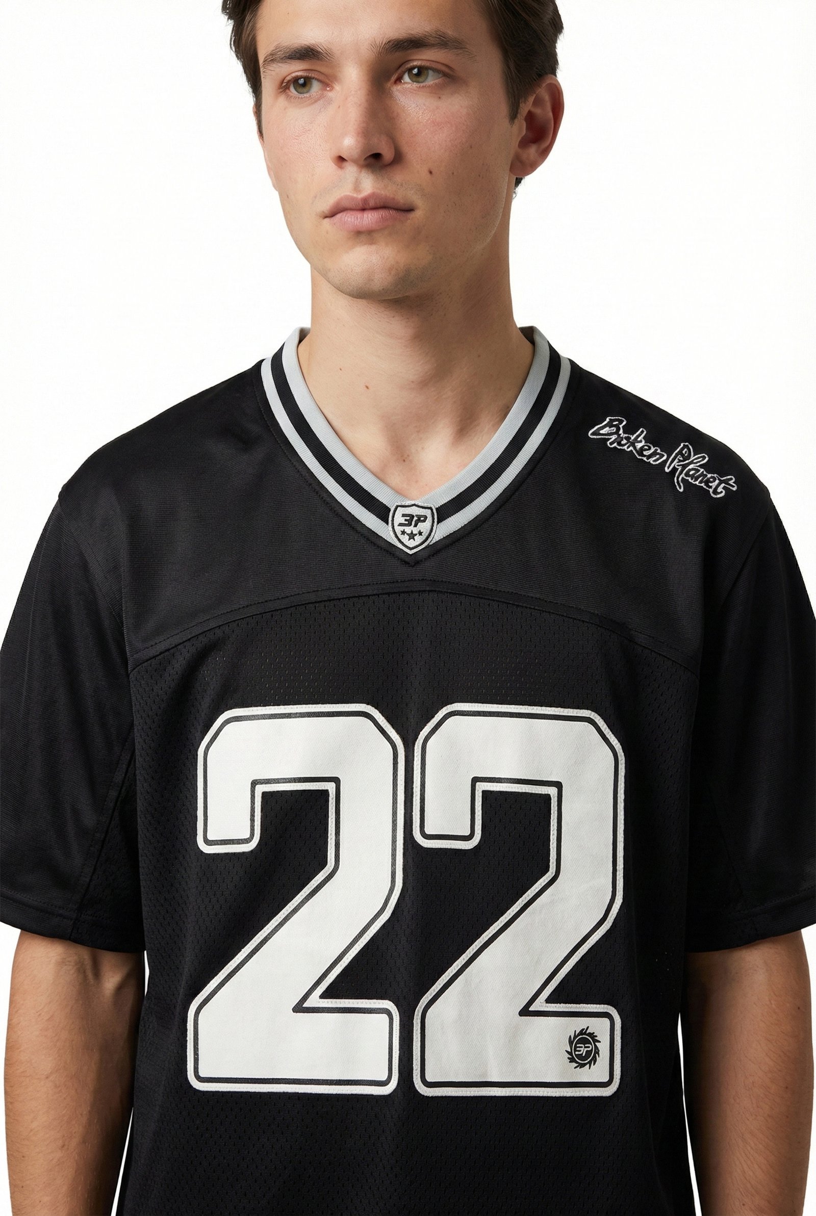 Broken Planet Black Silver Football Jersey
