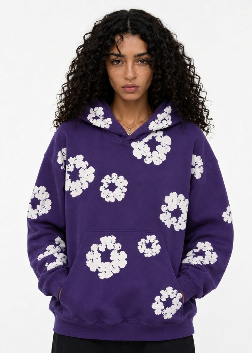 Denim Tears printed "Cotton Wreath" Purple hoodie