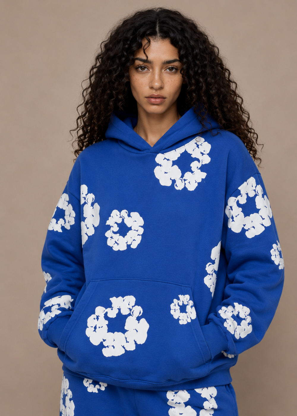 Denim Tears printed "Cotton Wreath" Blue hoodie