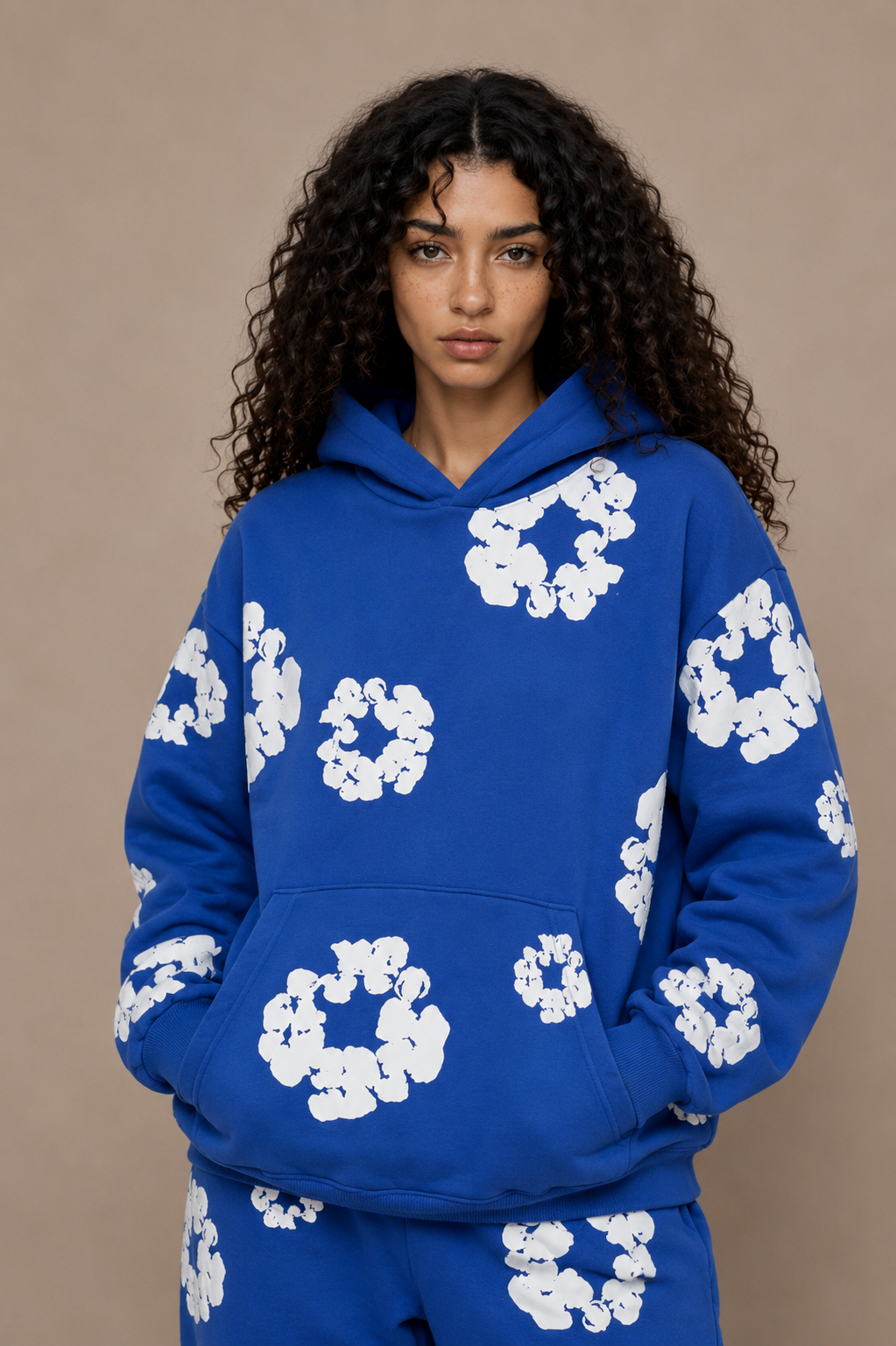 Denim Tears printed "Cotton Wreath" Blue hoodie
