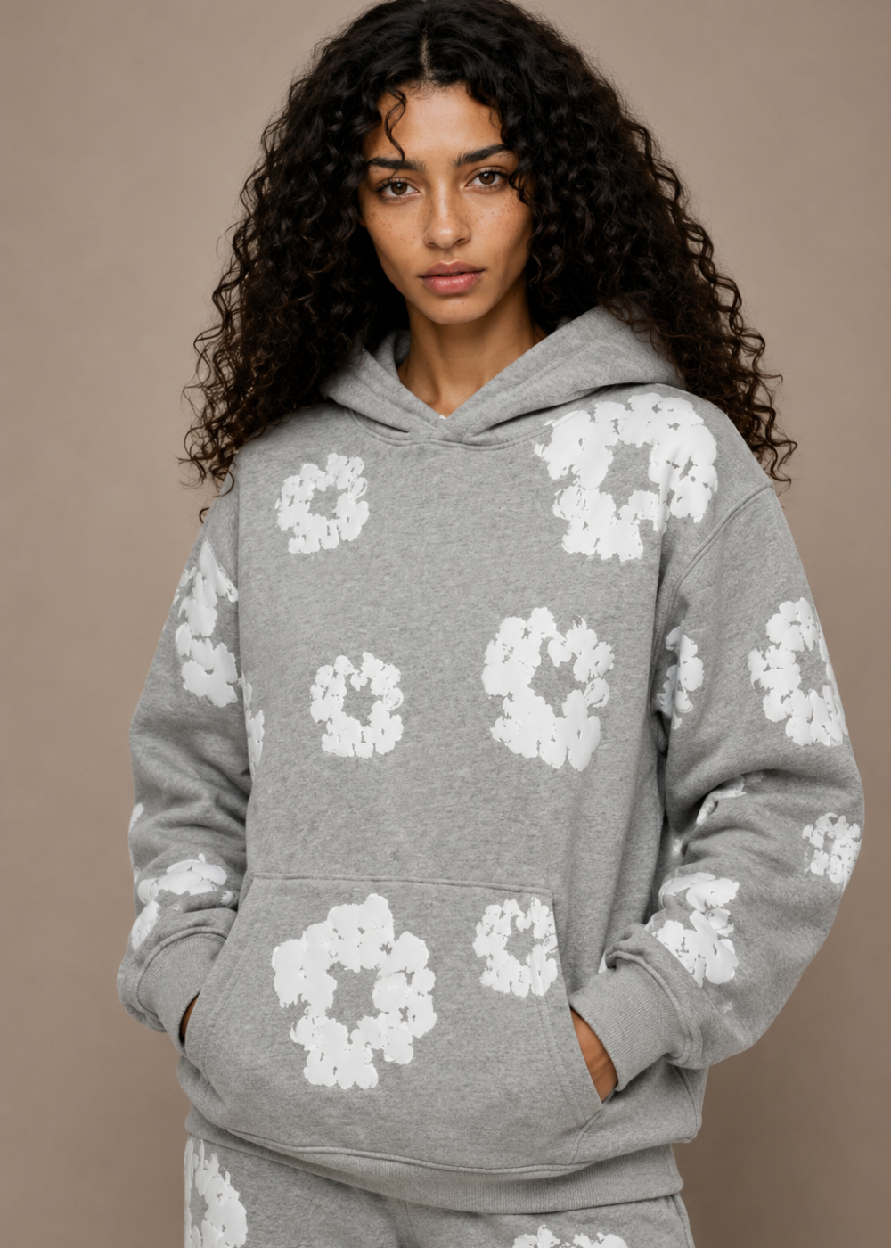 Denim Tears printed "Cotton Wreath" Grey hoodie