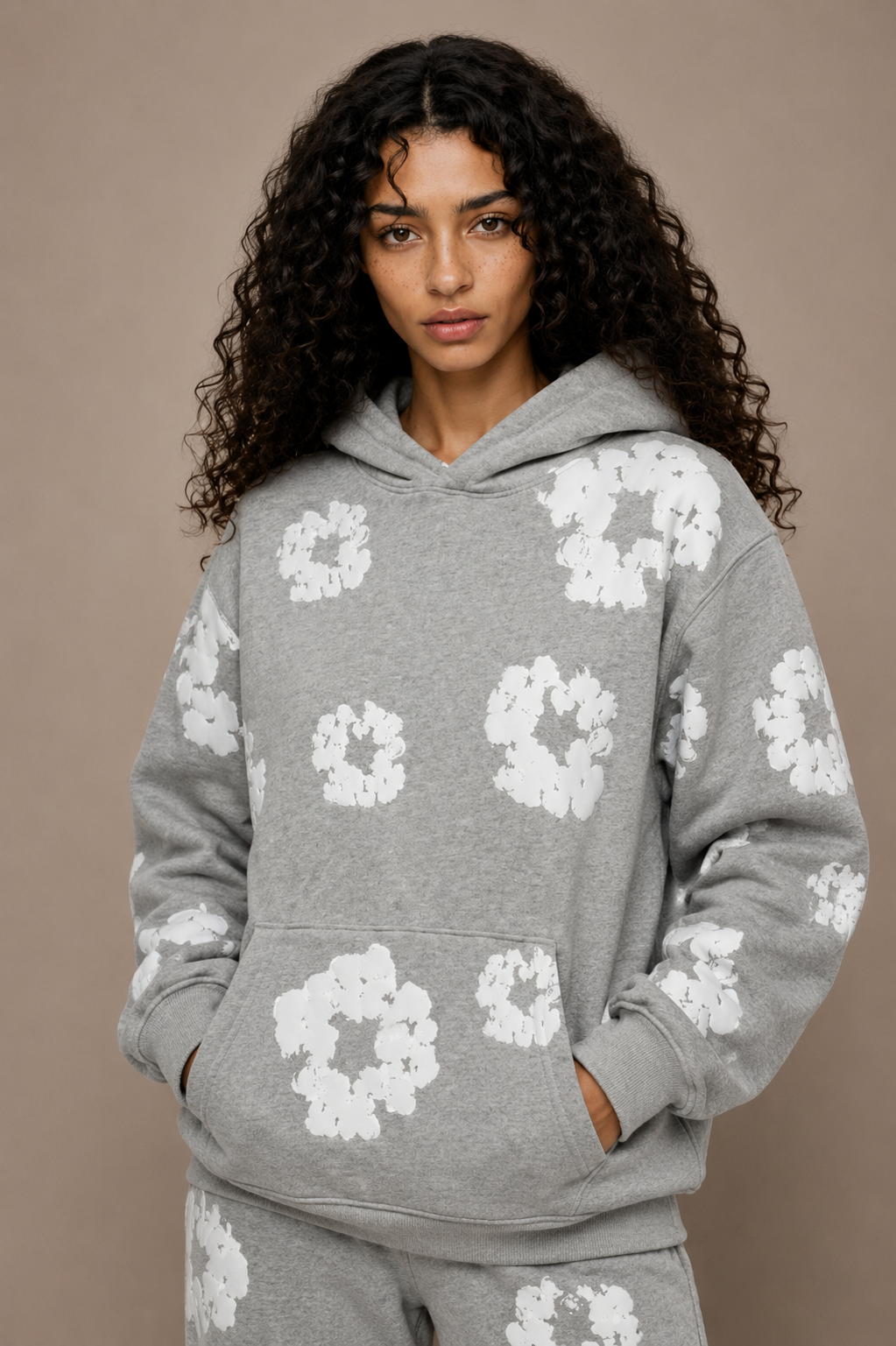 Denim Tears printed "Cotton Wreath" Grey hoodie