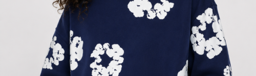 Denim Tears printed "Cotton Wreath" Navy Blue hoodie