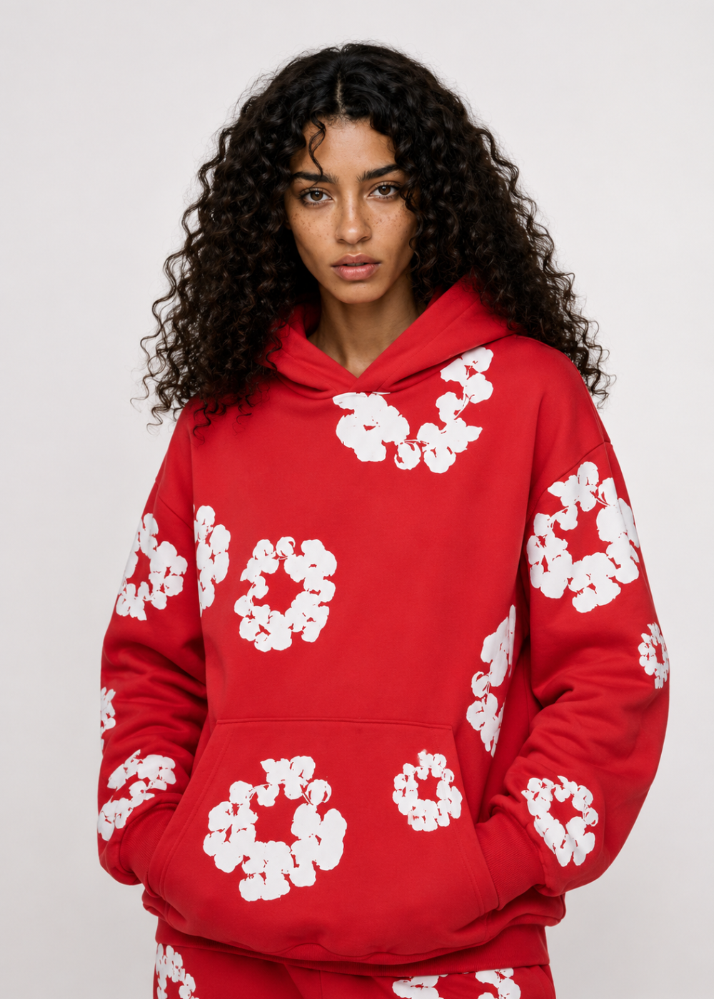 Denim Tears printed "Cotton Wreath" Red hoodie