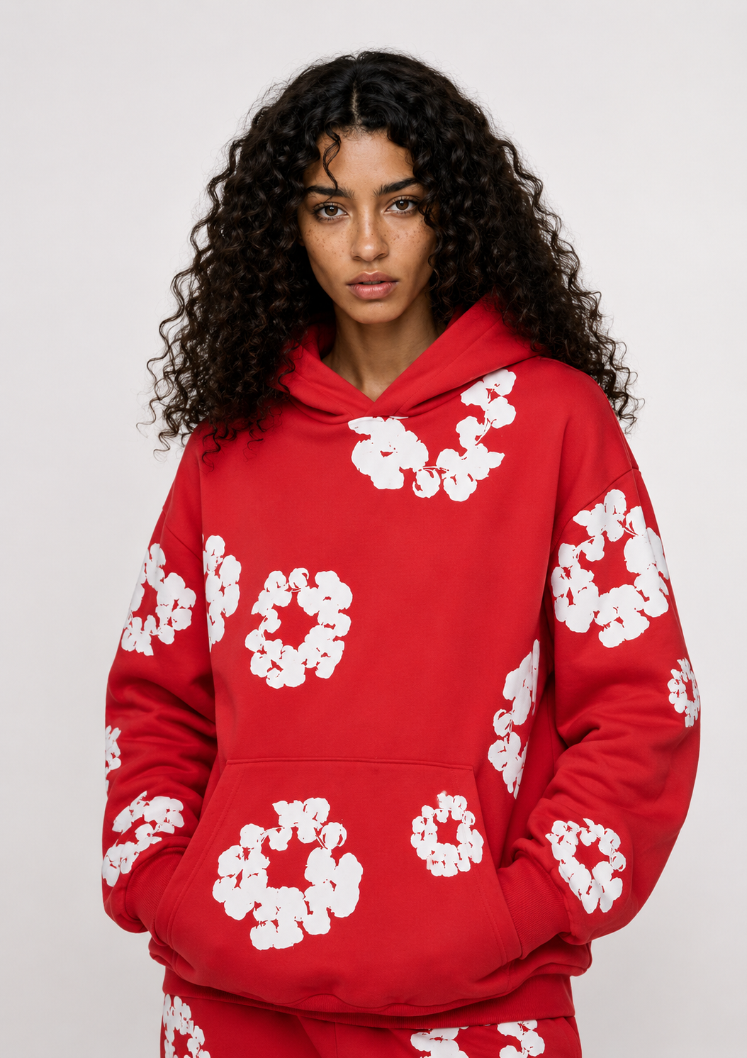 Denim Tears printed "Cotton Wreath" Red hoodie