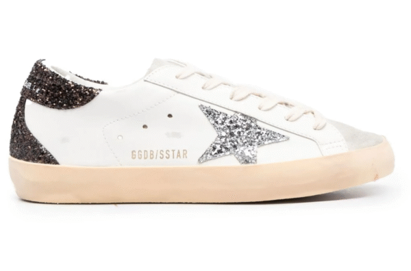 Golden Goose Super-Star 'Silver star and brown glitter'