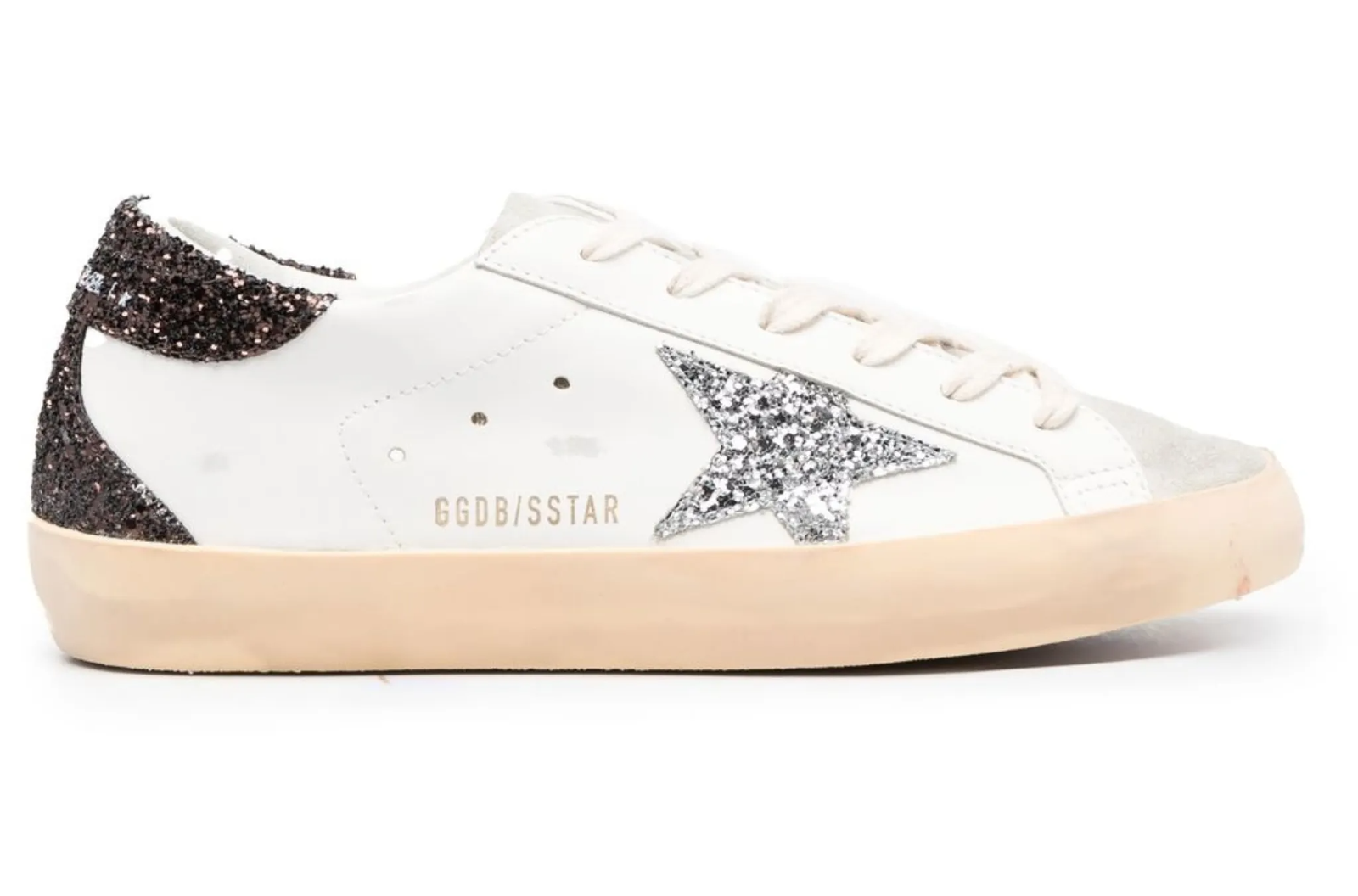 Golden Goose Super-Star ‘Silver star and brown glitter’