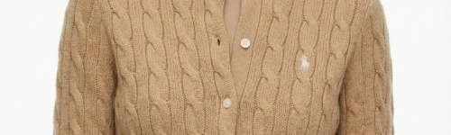 Polo Ralph Lauren Casaco de malha trançada de algodão - Mulher