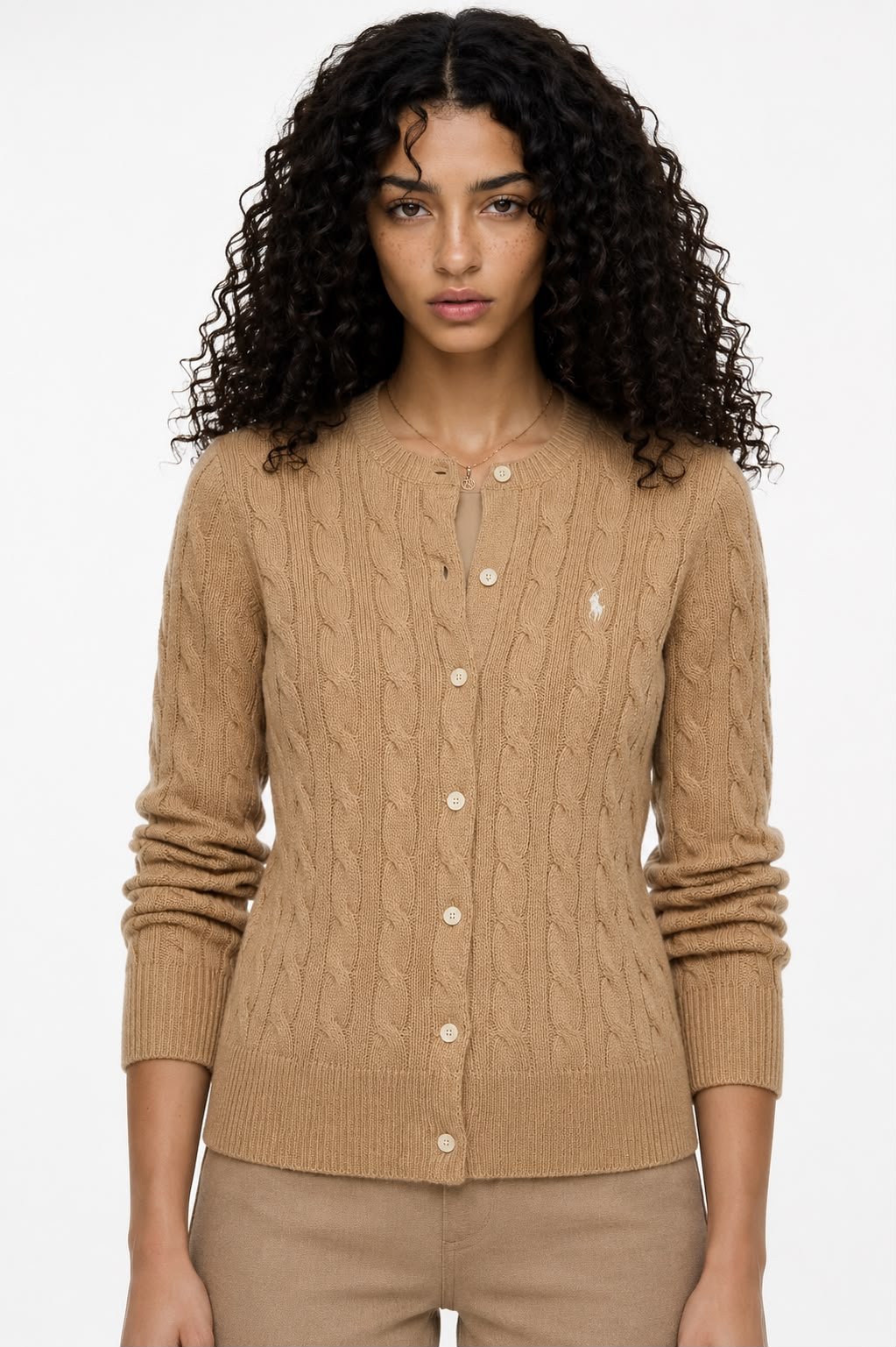 Polo Ralph Lauren Casaco de malha trançada de algodão - Mulher